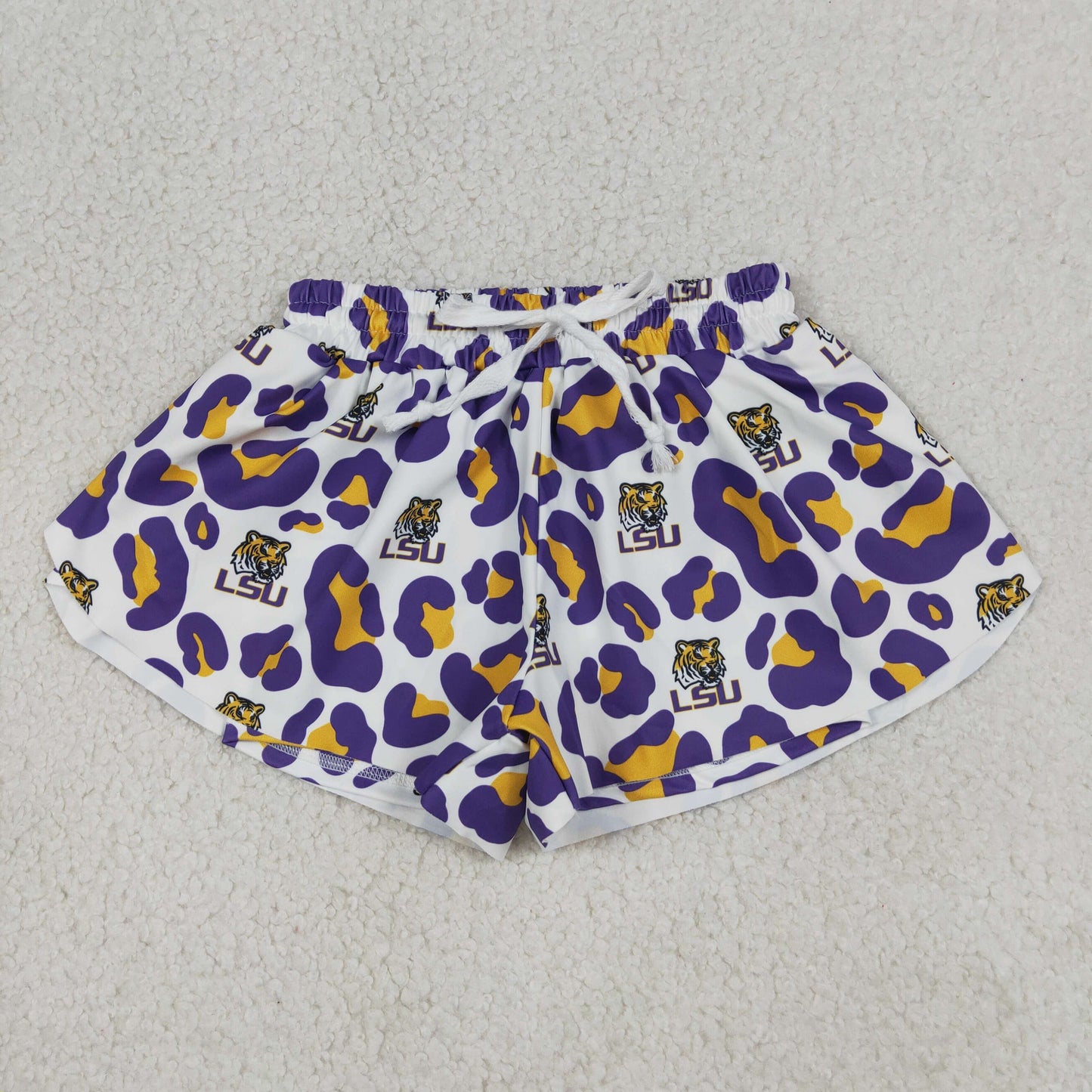 4.8 SS0821 RTS NO MOQ （In stock）Leopard kids girls team active yoga summer shorts