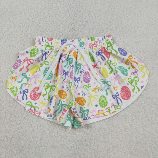 3.5 RTS NO MOQ （In stock）SS0822  Baby Girls Cute Colorful Bows Eggs Easter Yoga Active Ruffle Shorts Bottom