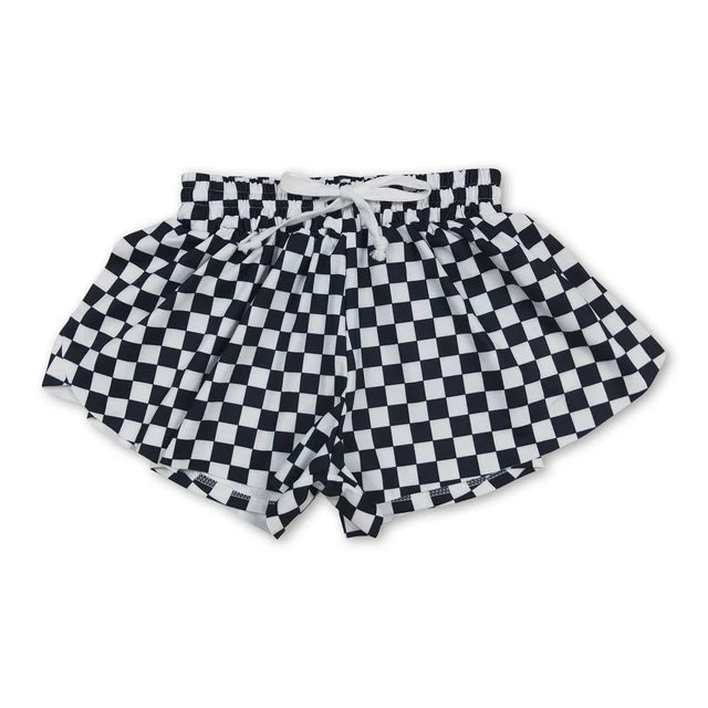5.26 RTS NO MOQ （In stock）GT0314+SS0865 Charge it to my daddy black short sleeves girls shirt with Black plaid kids girls team active summer shorts