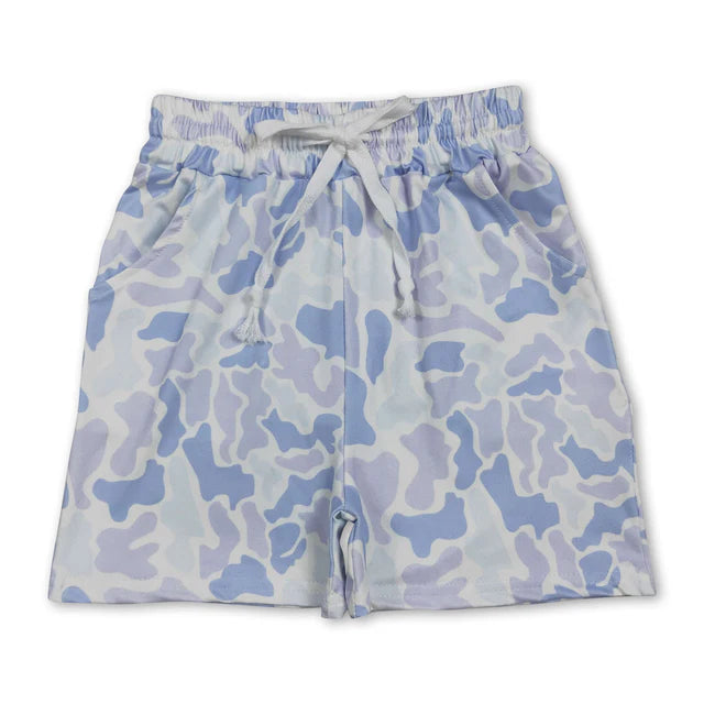 5.13 RTS NO MOQ （In stock）BT1766+SS0886 Short sleeves blue camo kids boys polo shirt outfits