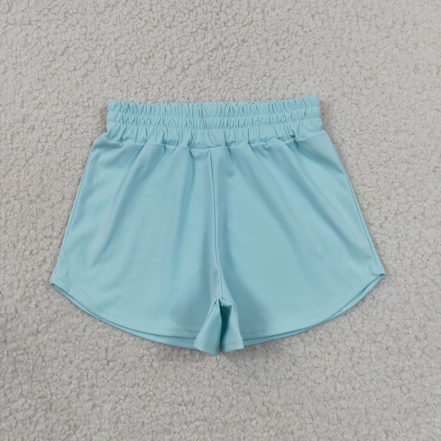 SS0898 RTS NO MOQ （In stock）Light blue kids girls summer yoga active shorts
