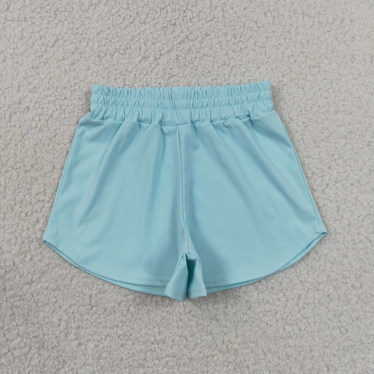 SS0898 RTS NO MOQ （In stock）Light blue kids girls summer yoga active shorts