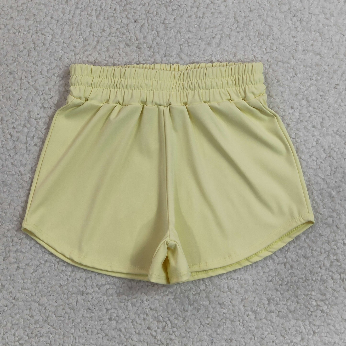 SS0899 RTS NO MOQ （In stock）Yellow kids girls summer yoga active shorts