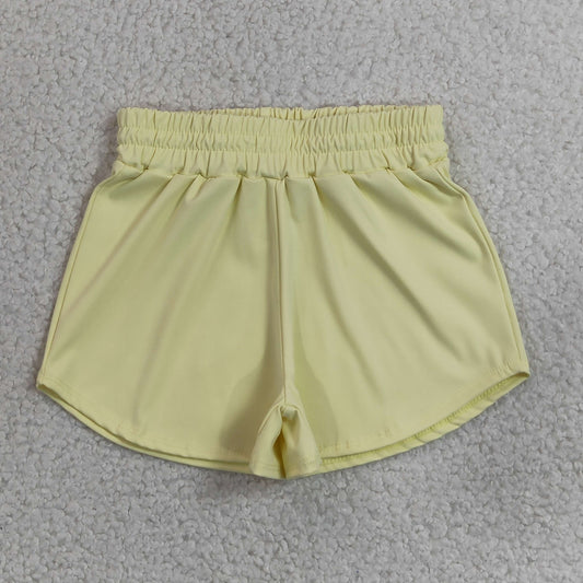 SS0899 RTS NO MOQ （In stock）Yellow kids girls summer yoga active shorts