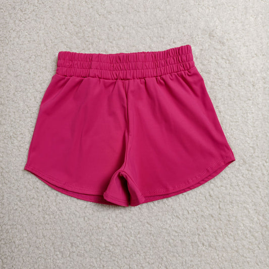 SS0900 RTS NO MOQ （In stock）Hot pink kids girls summer yoga active shorts