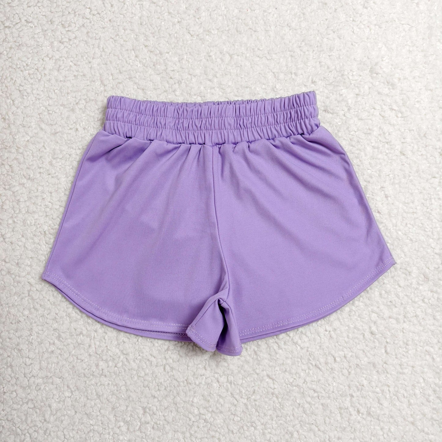 SS0905 RTS NO MOQ （In stock）Purple kids girls summer yoga active shorts