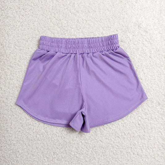 SS0905 RTS NO MOQ （In stock）Purple kids girls summer yoga active shorts