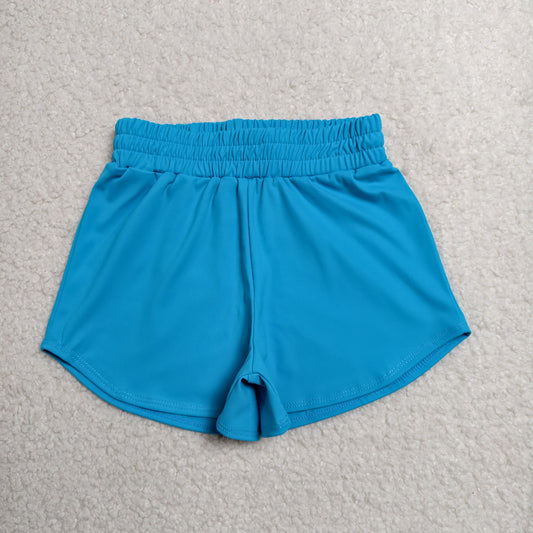 SS0906 RTS NO MOQ （In stock）Blue kids girls summer yoga active shorts