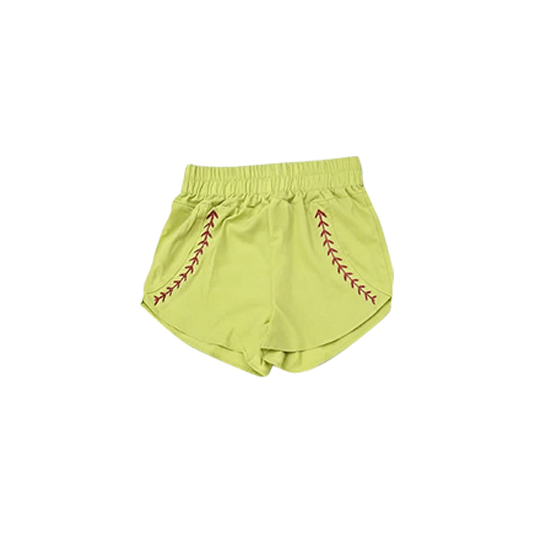 4.23 Pre order No Moq  Baby Girls Soft Elastic Waist Baseball Print Yoga Shorts