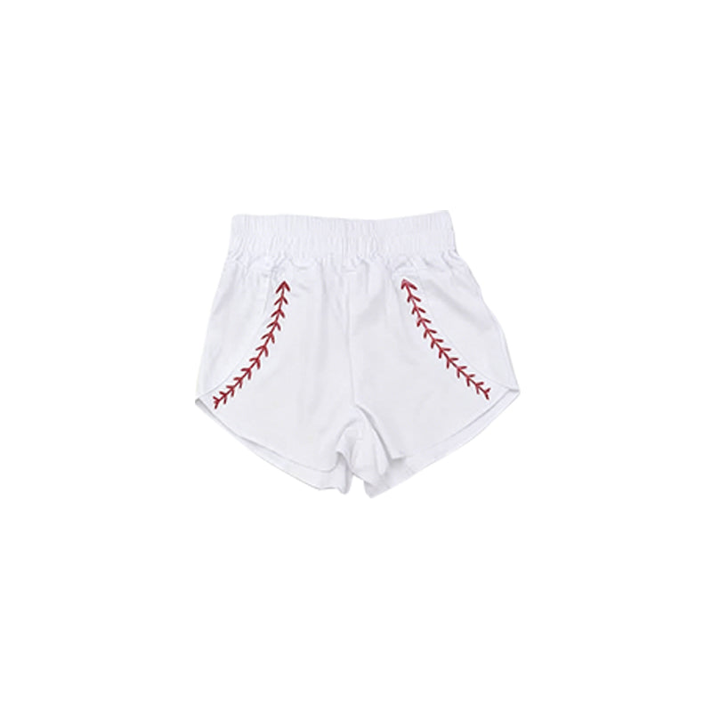 4.23 Pre order No Moq  Baby Girls Soft Elastic Waist Baseball Print Yoga Shorts