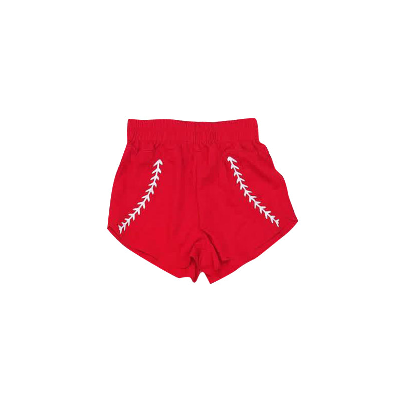 4.23 Pre order No Moq  Baby Girls Soft Elastic Waist Baseball Print Yoga Shorts