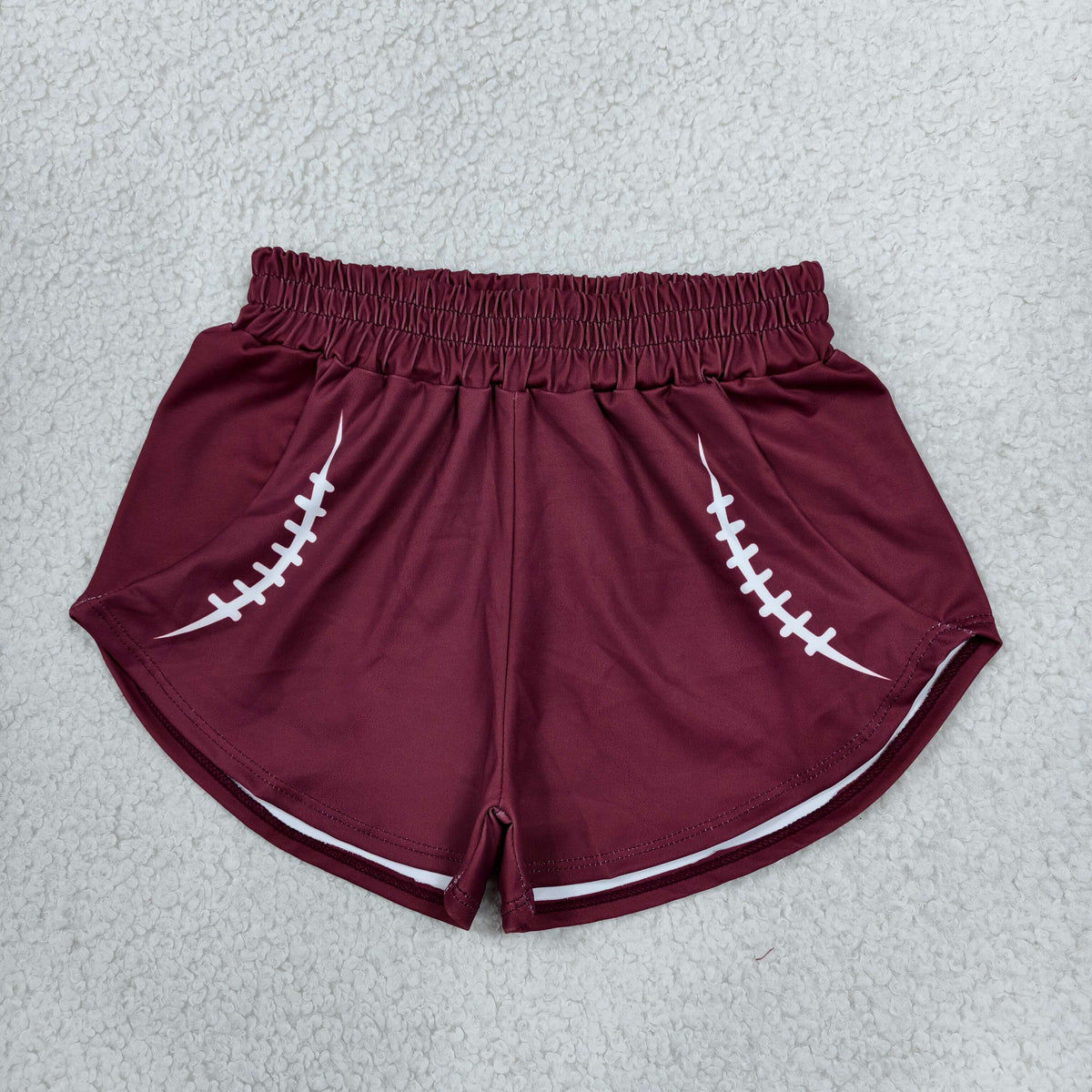 RTS NO MOQ （In stock）yoga fabric SS0913 Yoga Baby Girls Solid Brown Baseball Team Print Elastic Waist Yoga Sport Shorts