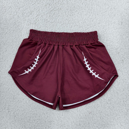 RTS NO MOQ （In stock）yoga fabric SS0913 Yoga Baby Girls Solid Brown Baseball Team Print Elastic Waist Yoga Sport Shorts