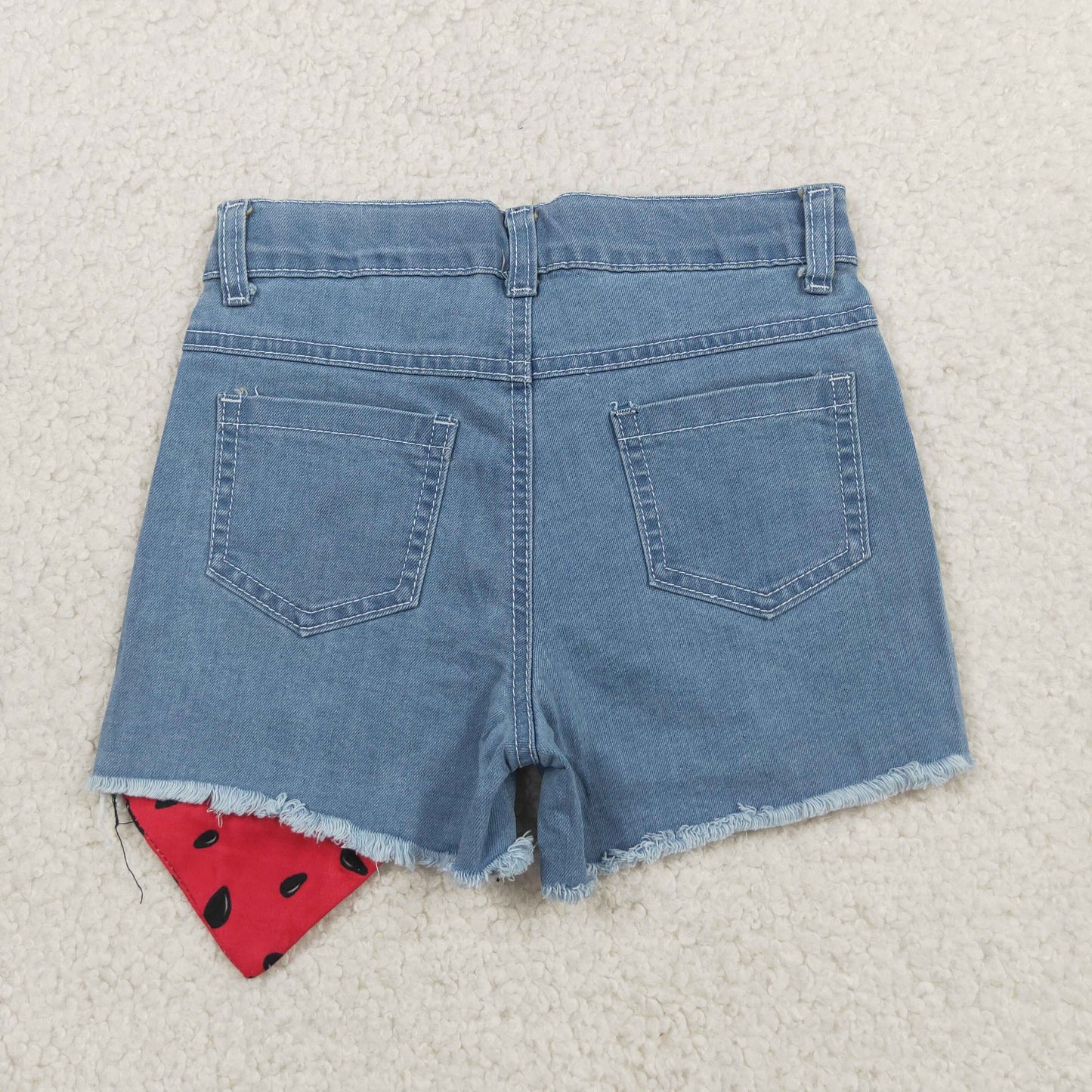 SS0948 RTS NO MOQ （In stock）Baby Girls Watermelons Denim Shorts Bottom With Pockets