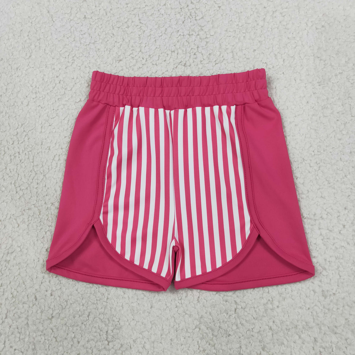 RTS NO MOQ （In stock）yoga fabric SS0949 Baby Girls Pink Stripe Yoga Side Pocket Summer Shorts Bottom