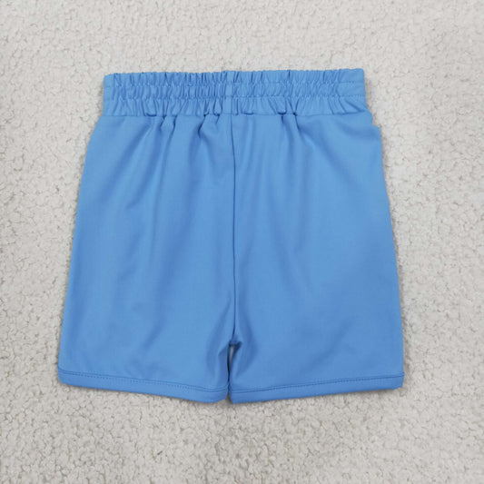 RTS NO MOQ （In stock）yoga fabric SS0950 Baby Girls Blue Stripe Yoga Active Shorts Bottom