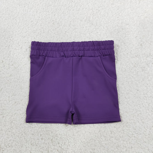 RTS NO MOQ （In stock）yoga fabric SS0958 Baby Girls Purple Yoga Active Pockets Short Bottoms