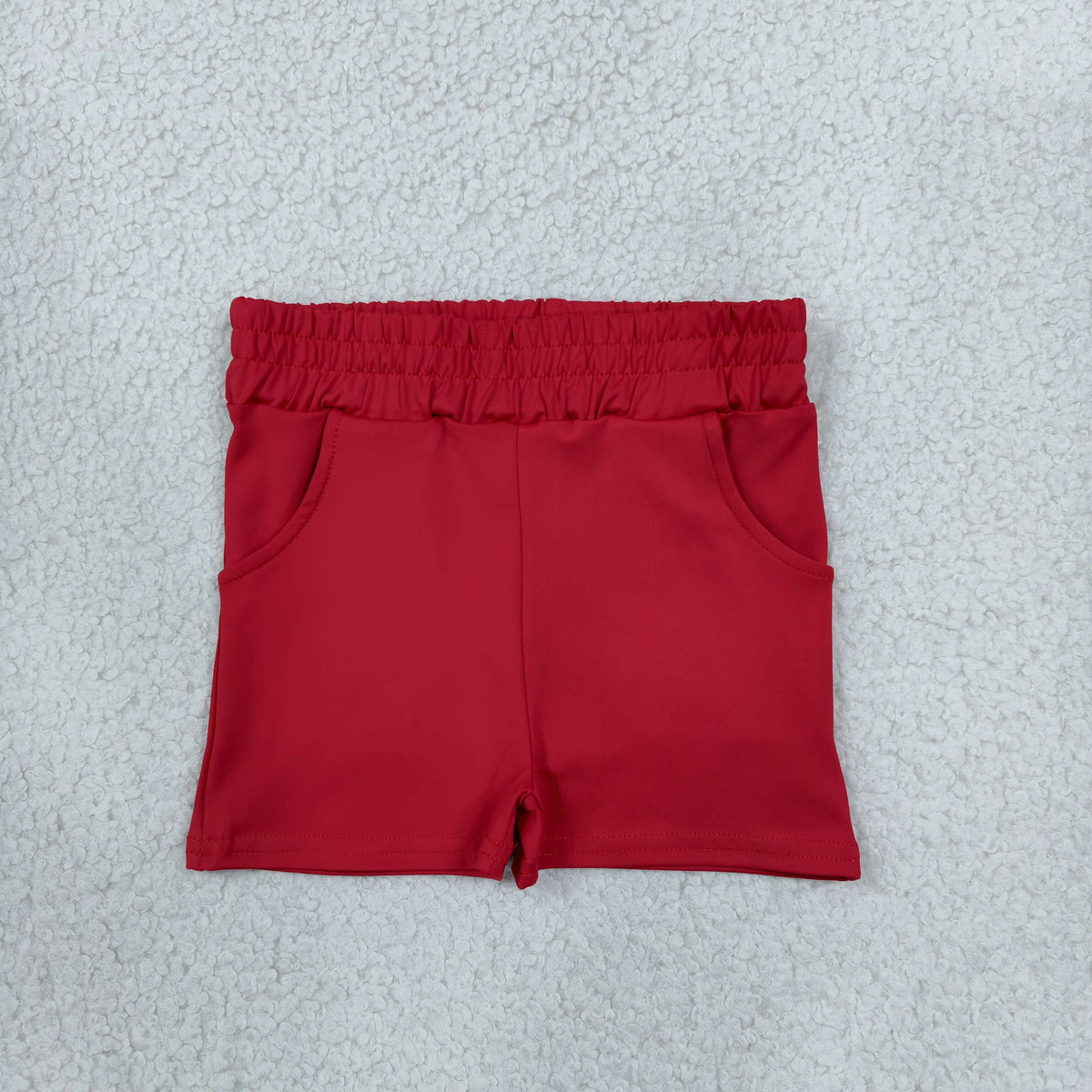 RTS NO MOQ （In stock）yoga fabric cotton SS0960 Yoga Baby Girls Solid Red Pocket Short Yoga Casual Bottoms