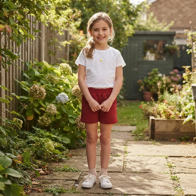 RTS NO MOQ （In stock）yoga fabric cotton SS0962 Yoga Baby Girls Solid Maroon Pocket Short Yoga Skort Athletic Casual Bottoms