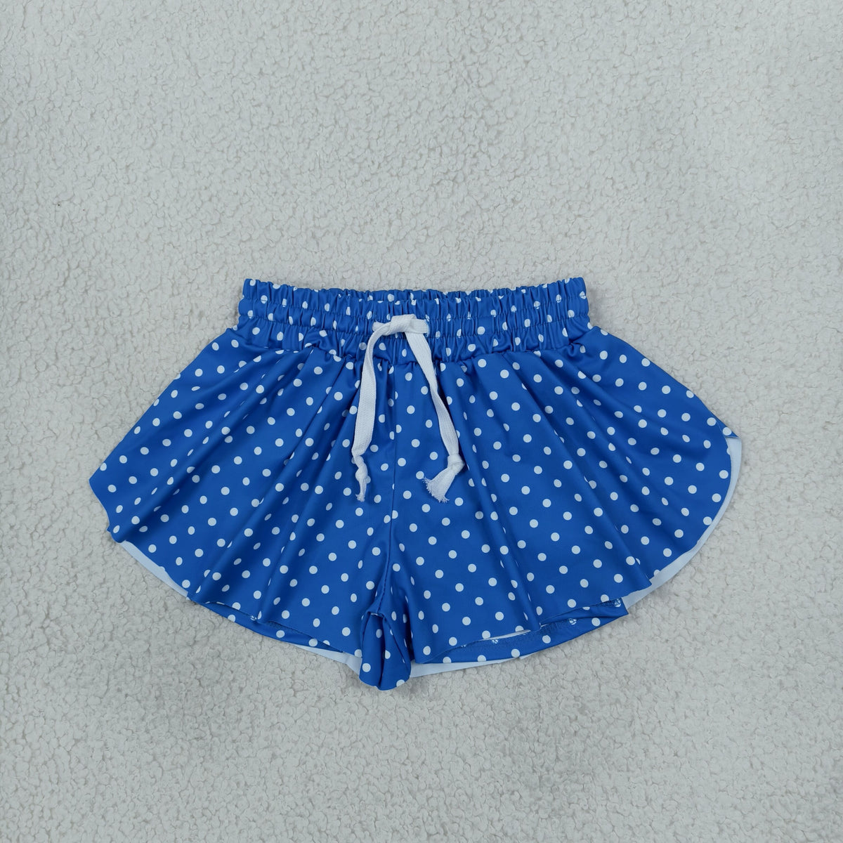 RTS NO MOQ （In stock）yoga fabric SS0966 Baby Girls Blue Polka Dots Butterfly Yoga Wear Shorts Bottom