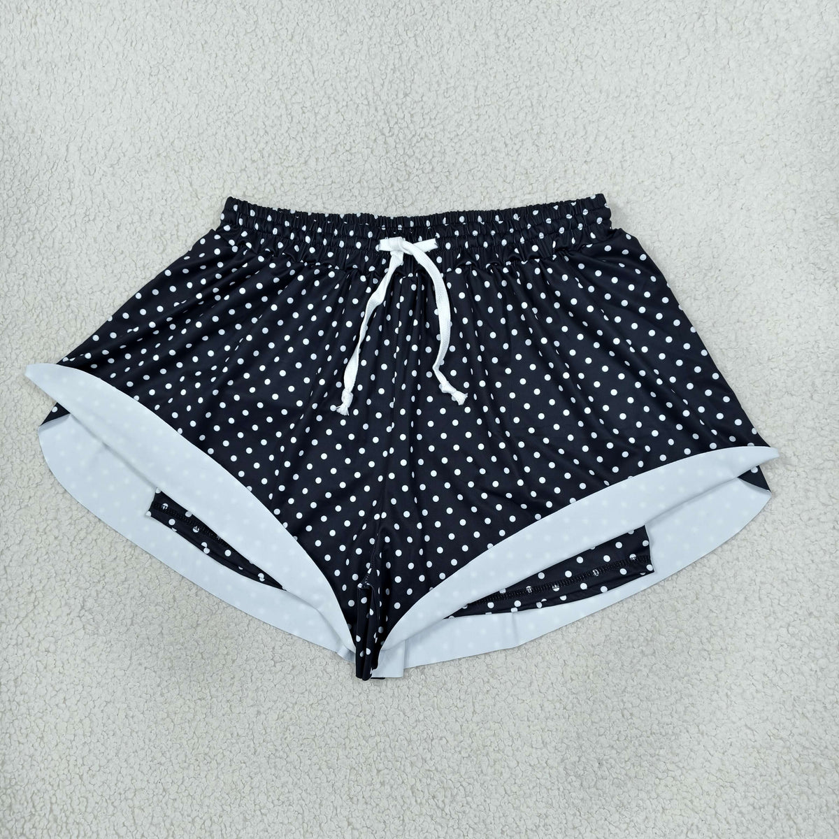 SS0806 RTS NO MOQ （In stock）yoga fabric SS0975 Yoga Adult Women Black Polka Dots Yoga Active Butterfly Shorts Bottom
