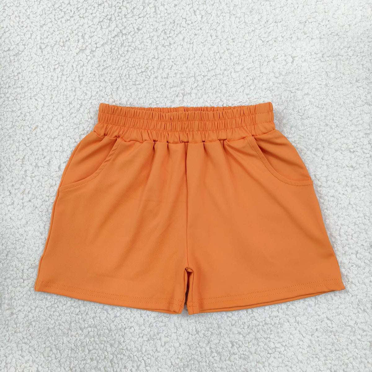 RTS NO MOQ （In stock）yoga fabric cotton SS0980 Baby Girls Orange Pockets Yoga Active Shorts Bottom