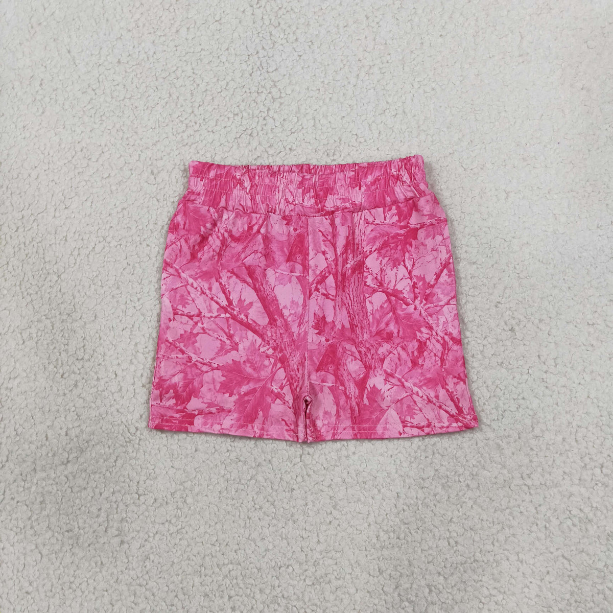 RTS NO MOQ （In stock）milk silk SS0993 Baby Girls Pink Leaves Camo Pockets Short Summer Casual Bottom