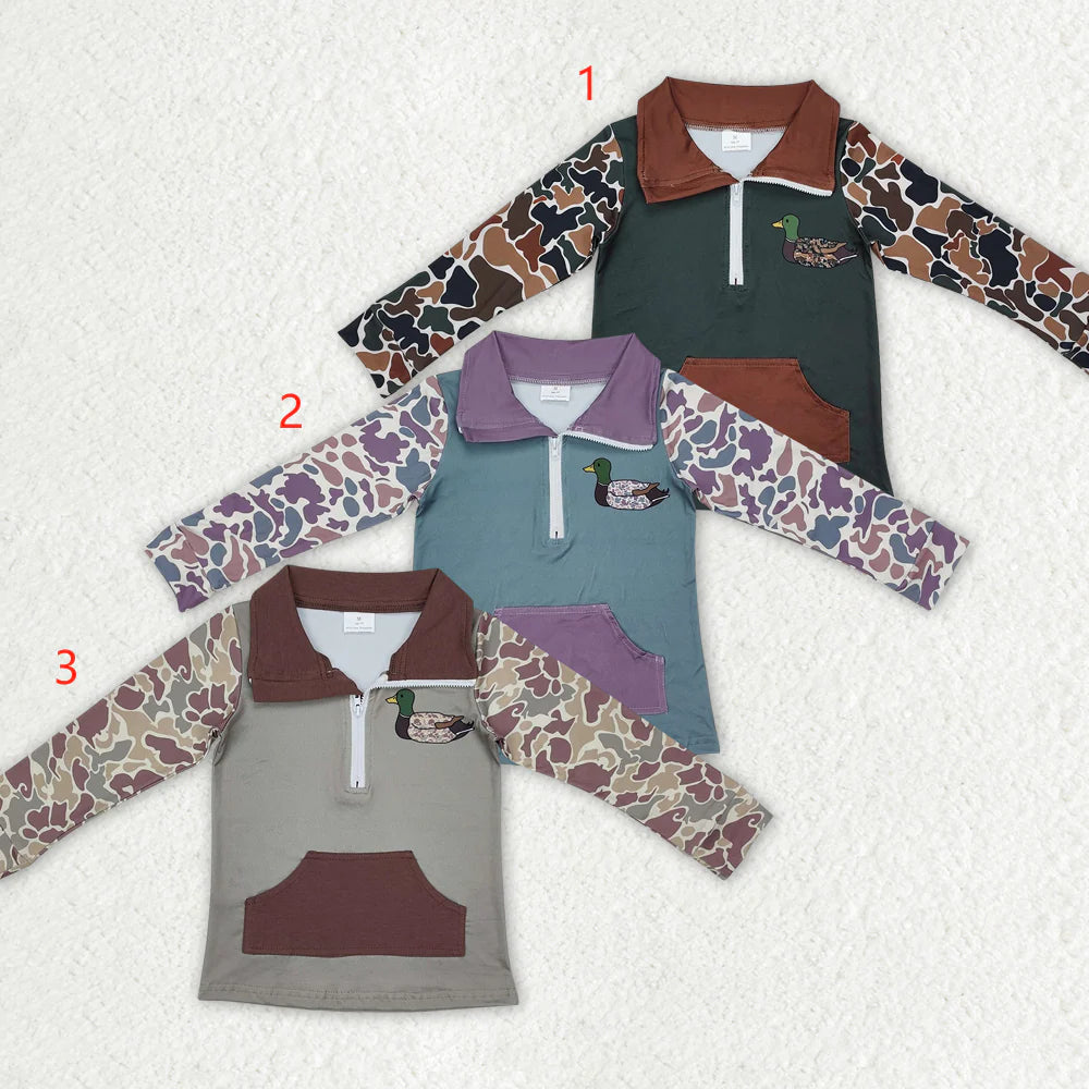 1.16 RTS Sibling Brother Baby Boys Camo Zip Duck Hunting Pullovers Tops