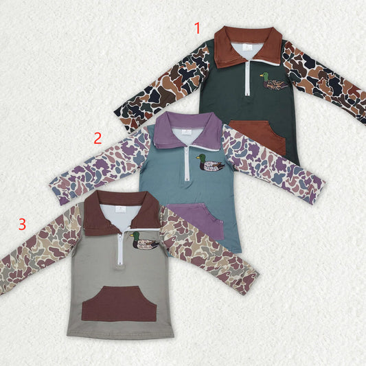 1.16 RTS Sibling Brother Baby Boys Camo Zip Duck Hunting Pullovers Tops