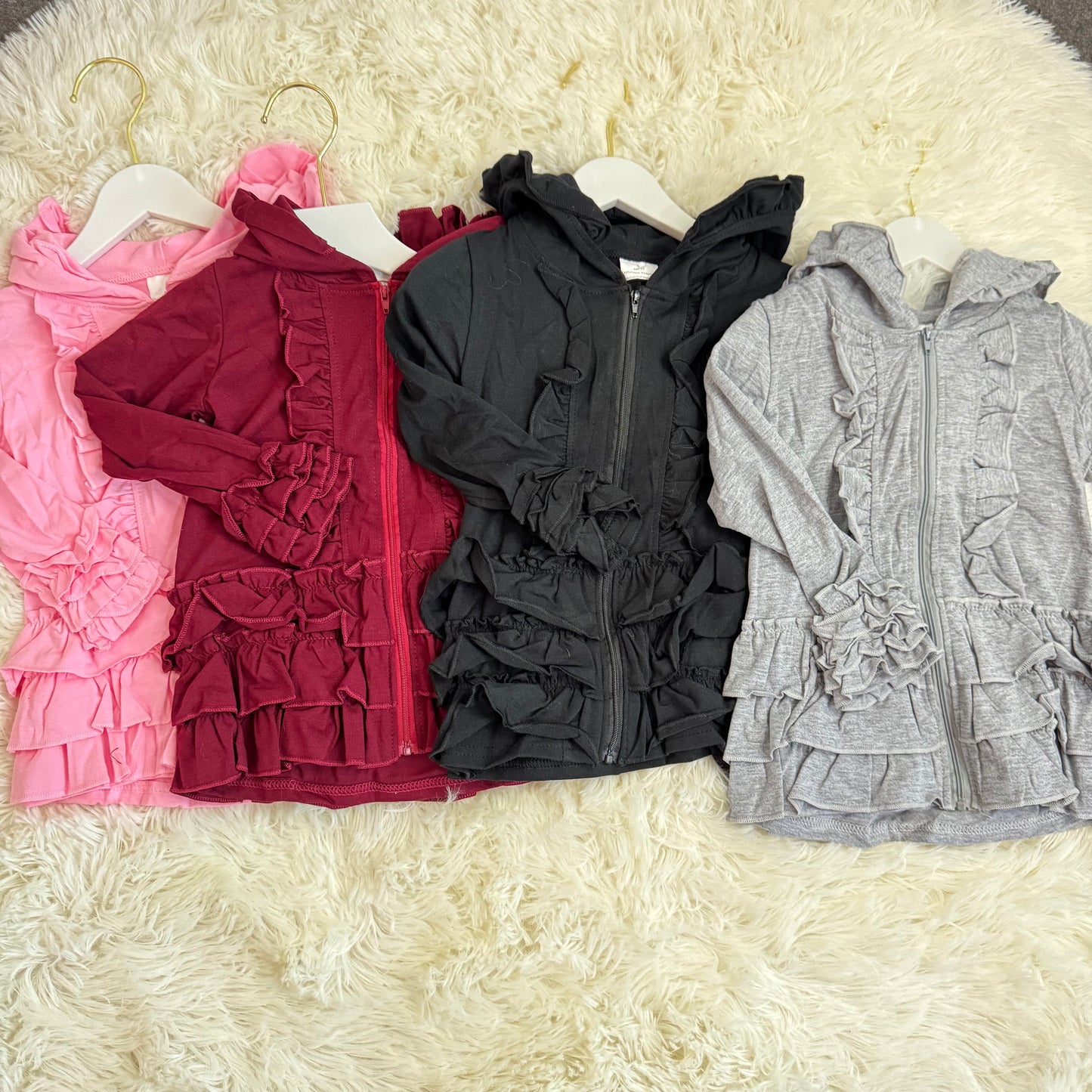 11.29 RST Sibling 4 colors Baby Girls Zip Ruffle Jackets Cardigans Top
