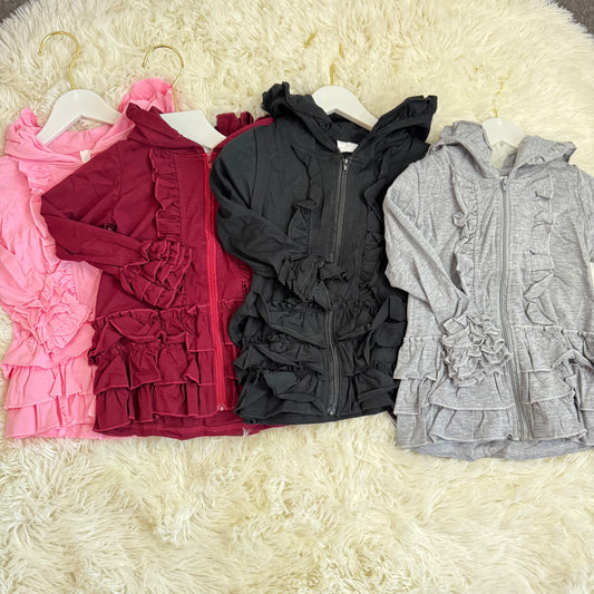 11.29 RST Sibling 4 colors Baby Girls Zip Ruffle Jackets Cardigans Top