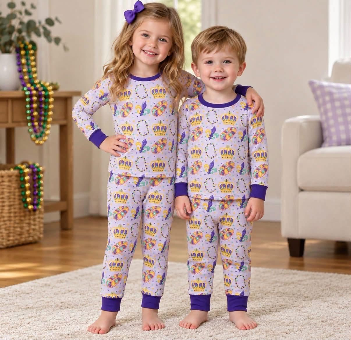 RTS NO MOQ （In stock）milk silk BLP1610 Baby Boys Purple Top Pant Sleepwear Pajamas Setp