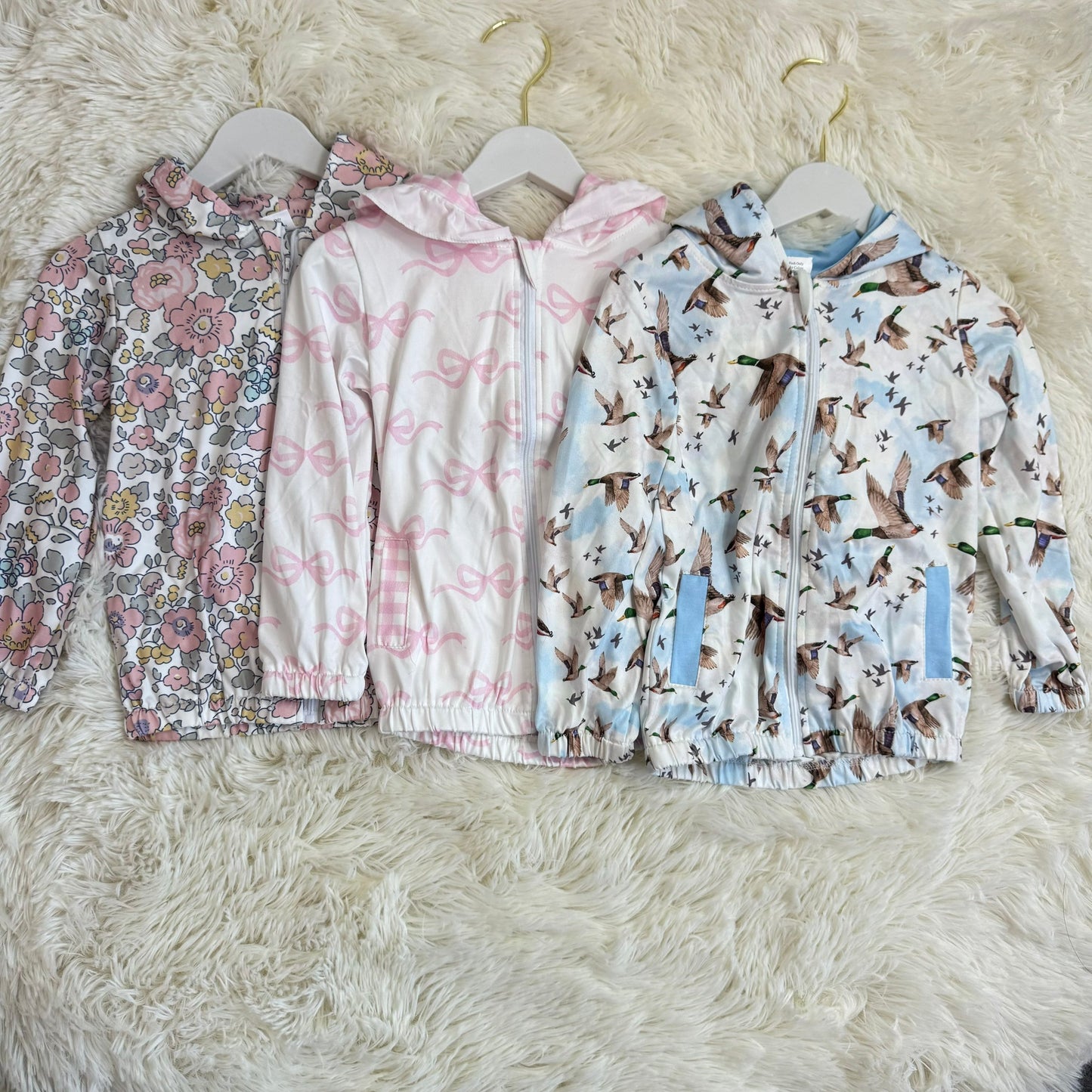 11.28 RST Sibling Baby Girls Bows Ducks Floral Long Sleeves Zipping Hoodies Top