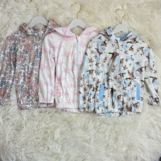 11.28 RST Sibling Baby Girls Bows Ducks Floral Long Sleeves Zipping Hoodies Top