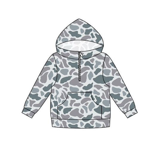 BT1849 Pre order No Moq No Moq Boys Fashion Camo Long Sleeve Zipper Pocket Hoodie