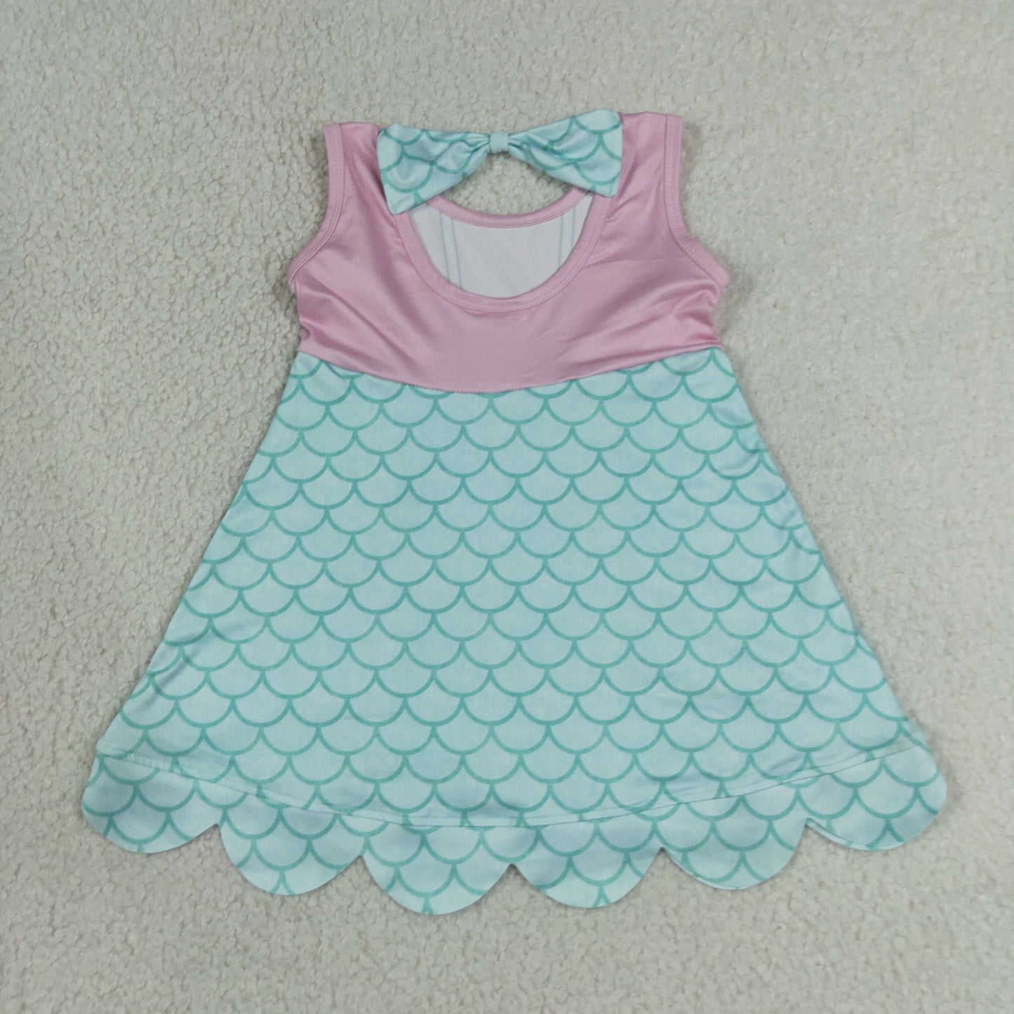 GSD2516 RTS NO MOQ （In stock）Baby Girls Lavender Sleeveless Blue Mermaid Knee Length Dress