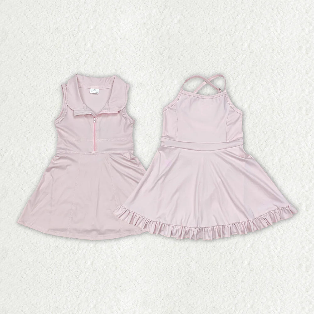 2.6 RTS Sibling Baby Girls Pink Athletic Active Wear Skort Dresses