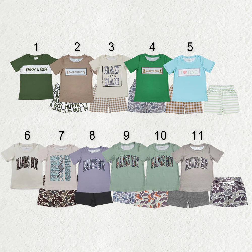 12.20 RTS Sibling Baby Boys Short Sleeve I Love Dad and Mom Top Shorts Clothes Sets