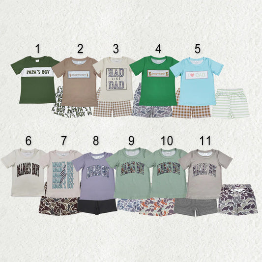 12.20 RTS Sibling Baby Boys Short Sleeve I Love Dad and Mom Top Shorts Clothes Sets