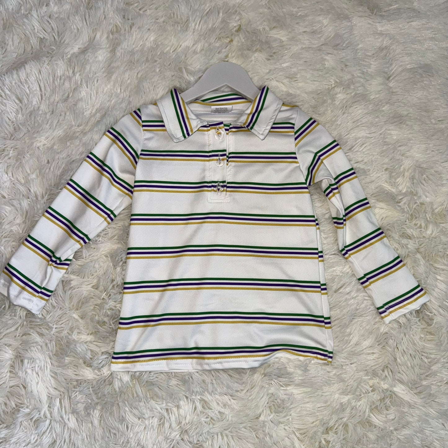 11.8 RST BT1375 Baby Boys Mardigras Stripes Button Polo Shirts Top