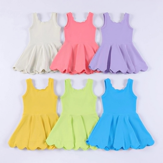 8.26  Pre order Six colors available for baby girl sleeveless yoga knee-length dress