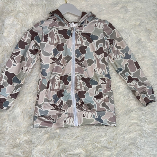 11.21 RST BT1390 Baby Boys Dogs Deer Ducks Camo Pockets Zipper Hunting Hoodie Jackets Top