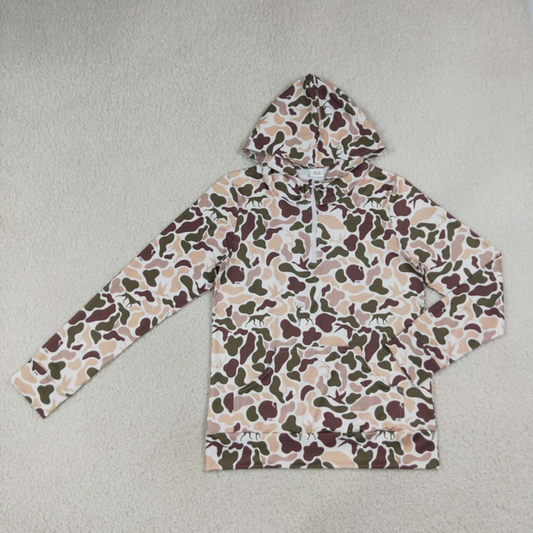 GT1711 RTS NO MOQ （In stock）Adult Men Deer Ducks Dogs Camo Hunting Zip Pocket Hoodies Top