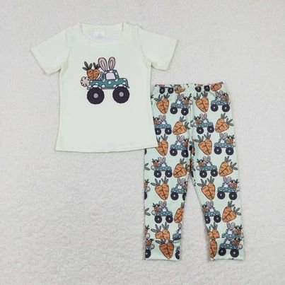 kids boys clothes short sleeve top with pants Easter set