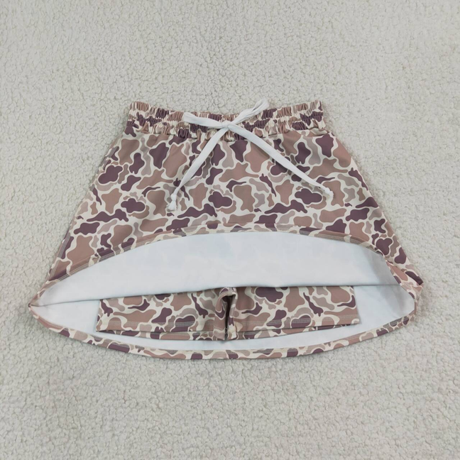 GLK0314 RTS NO MOQ （In stock）Yoga Adult Women Khaki Camo Skort Short Bottom Yoga Active Bottom