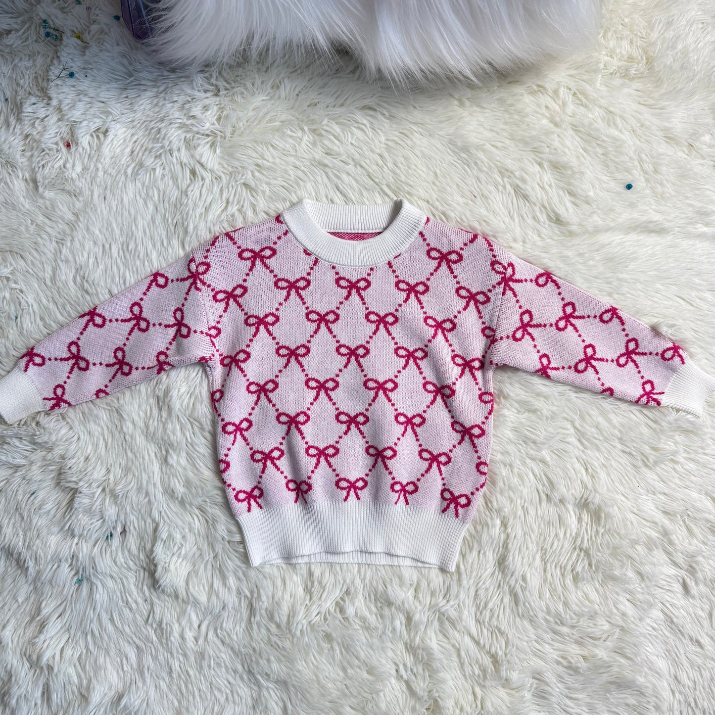 12.29 RST GT0687 Baby Girls Pink Bows Long Sleeve Sweaters