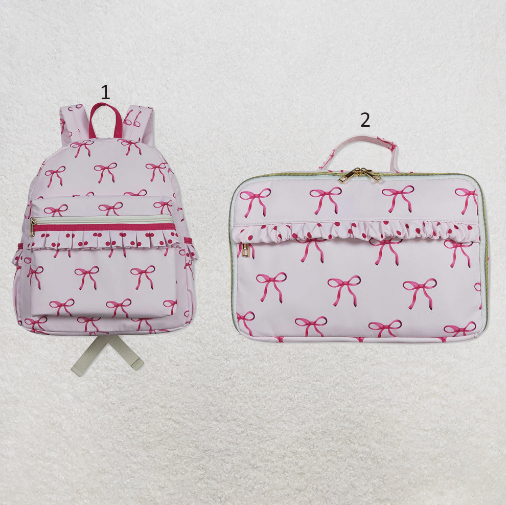 RTS NO MOQ Sibling Baby Kids Pink Bows Backpacks And Lunch Boxes