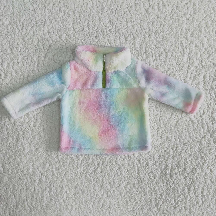 Baby Girls Plush Zipper Pullover Long Sleeve Jacket
