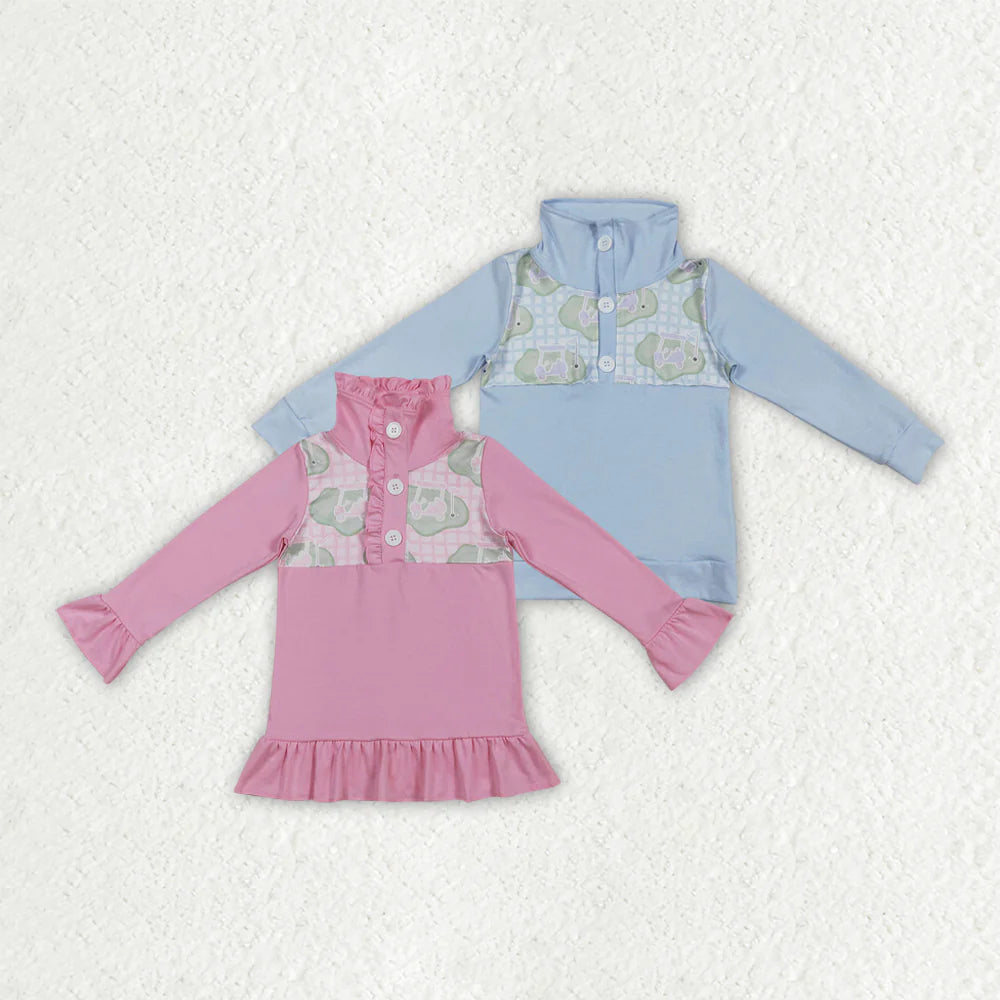 3.18 RTS Sibling Baby Boys Girls Long Sleeve Golf Checked Button Pullovers Top