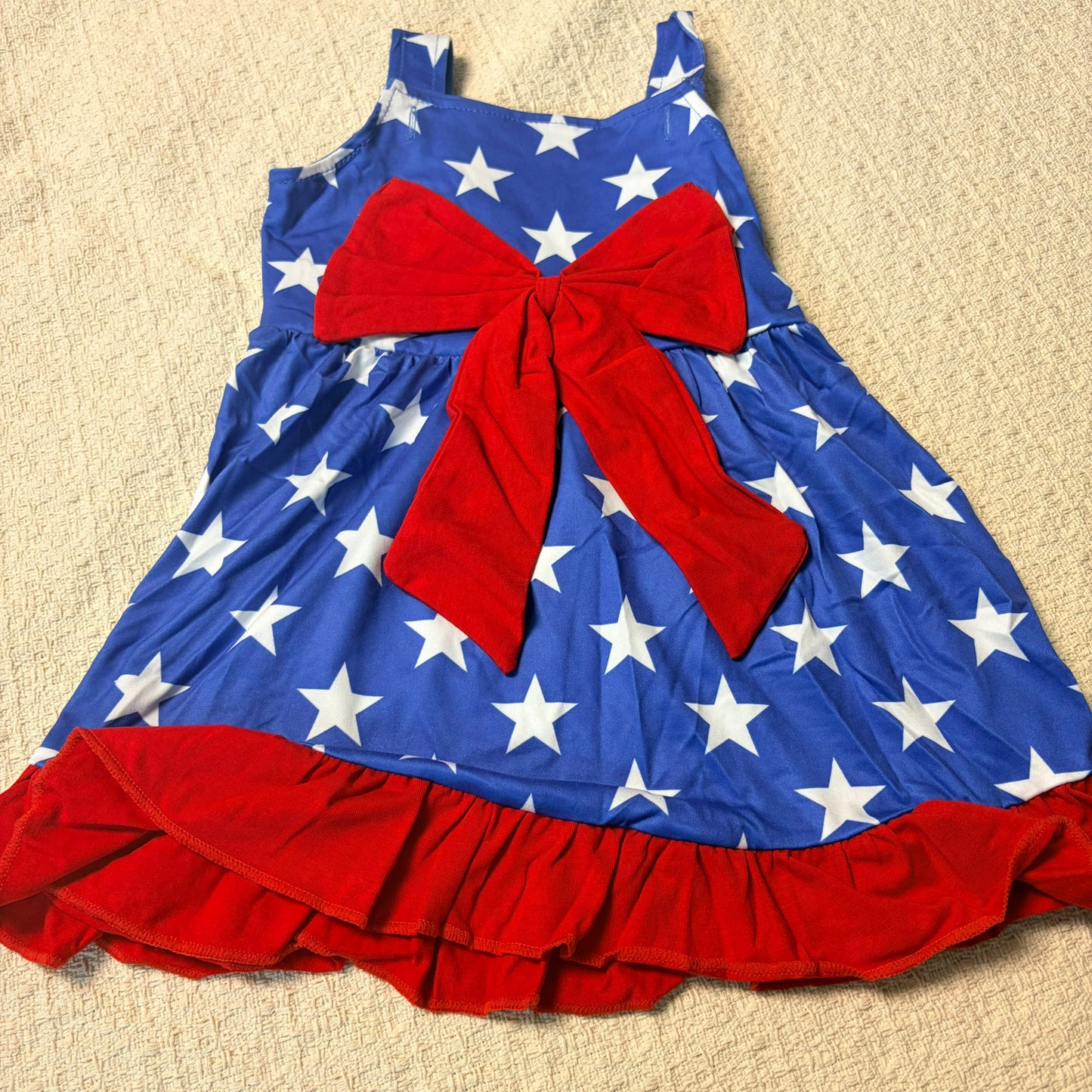 5.5 RTS Sibling Blue straps stars ruffle bow baby kids 4th of july dresses shorts and romper